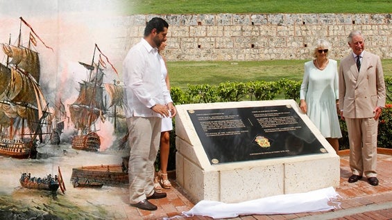 La placa fue develada por el príncipe Carlos durante su visita a Cartagena.