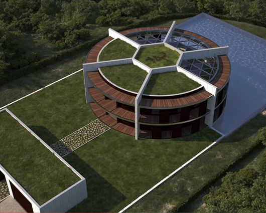 Vista desde el aire, la casa luce como un 10 gigante. Foto: Oficial.