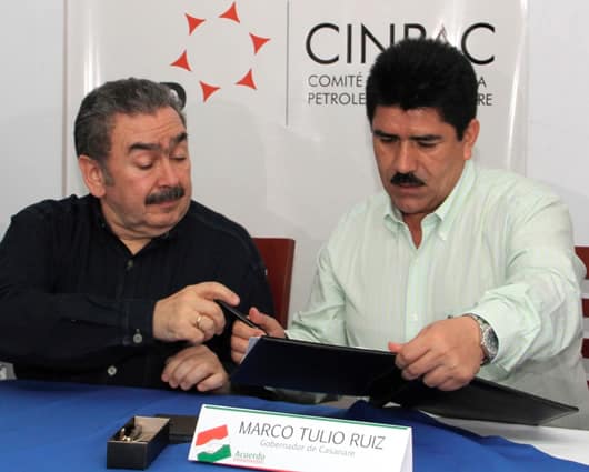 El presidente de Ecopetrol, Javier Gutiérrez, y El gobernador de Casanare, Marco Tulio Ruíz. Foto: oficial