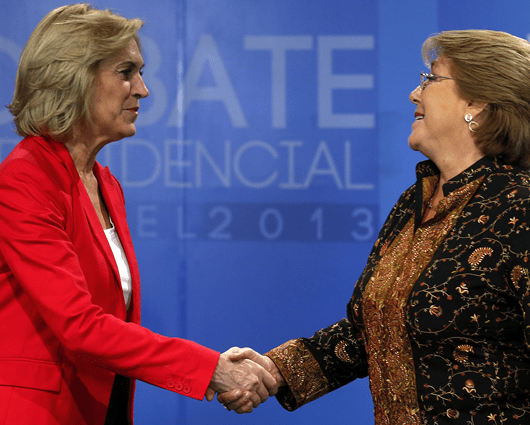 Evelyn Matthei y Michelle Bachelet, candidatas a la Presidencia de Chile. Foto: EFE