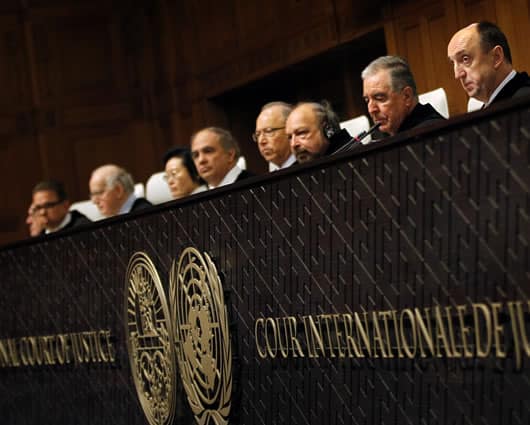Los magistrados de la Corte Internacional de Justicia con sede en La Haya, Holanda. Foto: AFP.