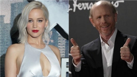 Jennifer Lawrence y Ron Howard. Foto: AFP.