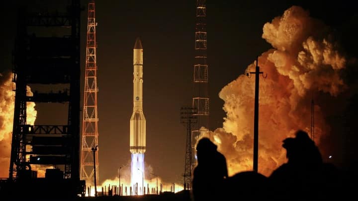 El Protón-M había sido lanzado desde el cosmódromo de Baikonur (Kazjistán). Foto: AFP