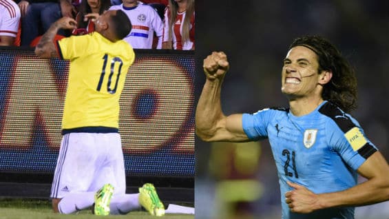 Edwin Cardona y Edinson Cavani. Fotos: AFP