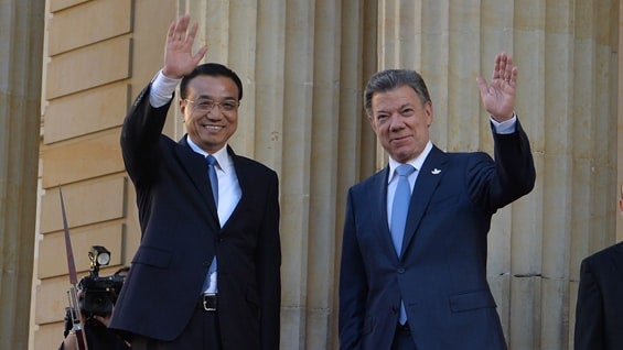 El presidente Juan Manuel Santos y el primer ministro de China, Li Keqiang. Foto: SIG.