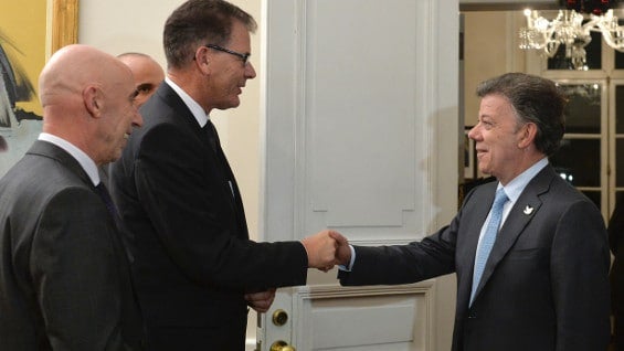 Presidente Juan Manuel Santos junto a Gerd Müller, ministro de Cooperación Económica de Alemania. Foto: oficial.