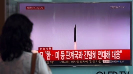 Lanzamiento de misil de Corea del Nnorte. Jung Veon-Je / AFP