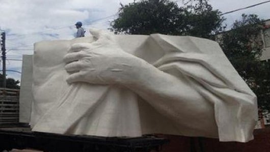 Partes del Cristo en construcción. Foto: RCN La Radio.