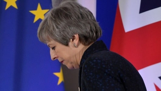 Theresa May durante cumbre europea enfocada en Brexit. Foto: AFP