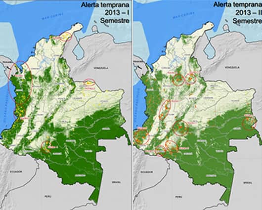 Con base en imágenes de satélite, las autoridades determinaron las zonas en riesgo. Foto: minambiente.gov.co