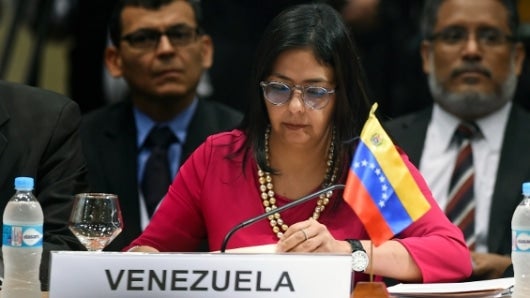 Delcy Rodríguez, canciller de Venezuela. Foto: AFP.
