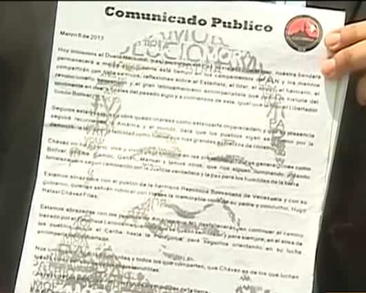 Los panfletos del ELN son difundidos en colegios venezolanos. Foto: Noticias RCN