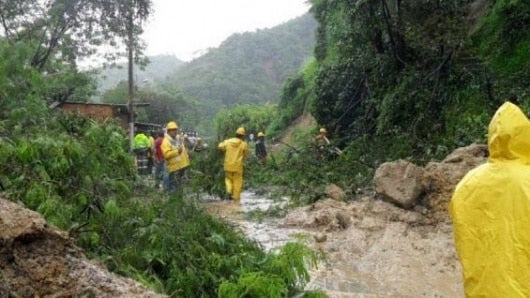 Derrumbe en la vía Bucaramanga-Costa Atlántica. Foto: NoticiasRCN