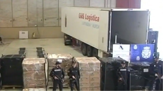 Nueve toneladas de cocaína procedente de Colombia incautados en España. Foto: NoticiasRCN.com