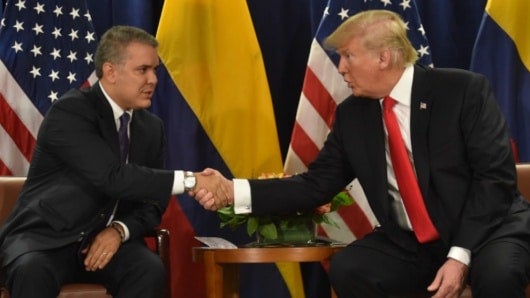 Los presidentes Iván Duque y Donald Trump. Foto: AFP