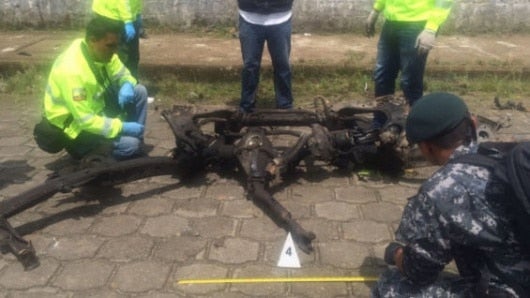 El lugar de la explosión. Foto: Policía de Ecuador
