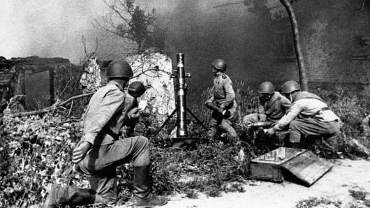 Soldados del ejército rojo en 1945 meses antes del final de la Segunda Guerra Mundial. AFP