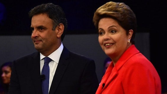 Aecio Neves y Dilma Rousseff, candidatos presidenciales en Brasil. Foto: AFP
