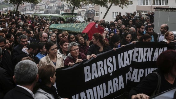 Funeral en Estambul este 11 de octubre. Foto: AFP.