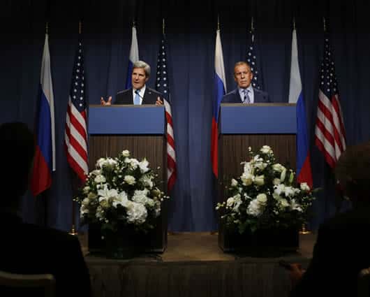John Kerry y Sergei Lavrov, jefes de la diplomacia de Estados Unidos y Rusia. Foto: AFP