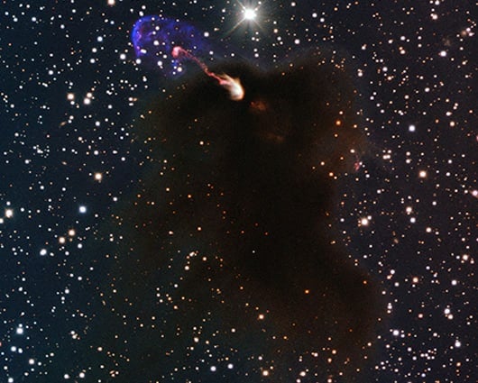 La estrella Harbig-Haro 46/47 en los instantes de su nacimiento. Foto: ESO
