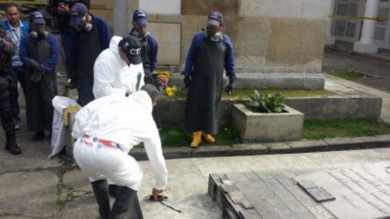 La exhumación se realizó este miércoles. Foto: tomada de RCN La Radio.