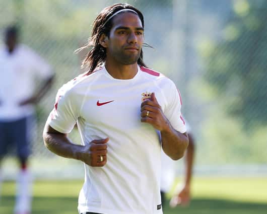 Radamel Falcao durante su entrenamiento con el Mónaco. Foto: AFP.