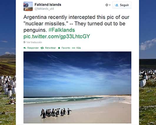 Así respondieron los 'kelpers' en su cuenta de Twitter. Foto: @falklands_utd