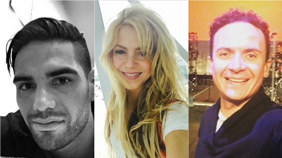 Falcao, Shakira y Fonseca. Foto: Twitter.