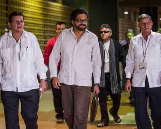 Integrantes de las Farc en los diálogos de paz. Foto: AFP.