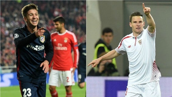 Luciano Vietto (izq.) y Kevin Gameiro (der.). Foto: AFP.