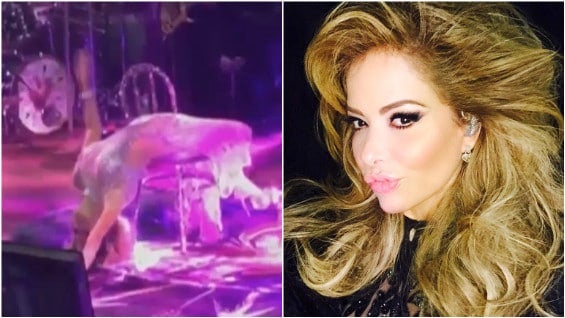 La caída de Gloria Trevi se ha vuelto viral en las redes sociales.
