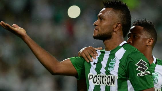 Miguel Ángel Borja. Delantero de Atlético Nacional. Foto Agencia AFP