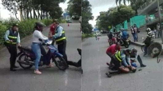 FOTO: Mujer agrede a guarda de tránsito
