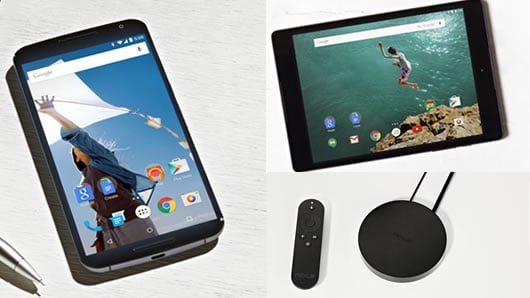 Nexus 6, Nexus 9 y Nexus Player. Foto oficial.