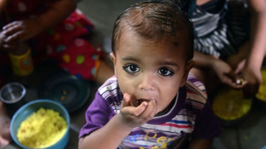 India es uno de los países con mayores cifras de desnutrición. Foto: AFP