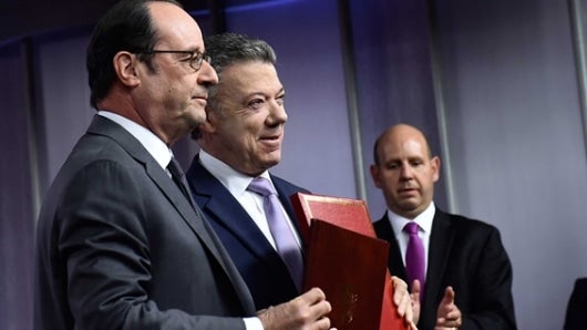 Presidentes François Hollande y Juan Manuel Santos. Foto: oficial