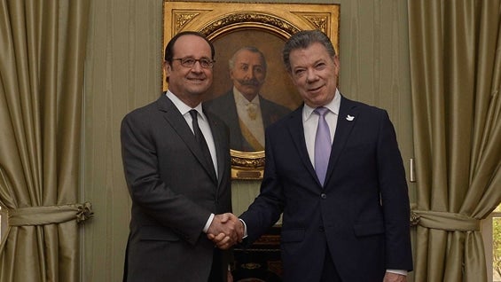 Presidentes François Hollande y Juan Manuel Santos. Foto: oficial