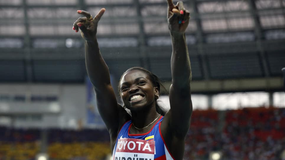 Catherine Ibargüen, campeona mundial de triple salto. Foto AFP