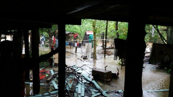 Ocho barrios de la cabecera municpal de Cartagena del Chairá permanecen inundados. Foto: Bomberos de Cartagena del Chairá