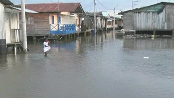 Los ríos Mira y Caunapí que anegaron unas 350 viviendas. Foto Noticias RCN