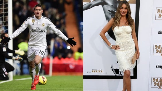 James Rodríguez y Sofía Vergara. Foto: AFP