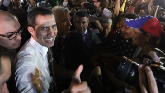 Así fue recibido Juan Guaidó en Argentina. Foto: EFE