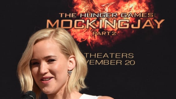 Jennifer Lawrence durante un acto previo al estreno del filme. Foto: AFP