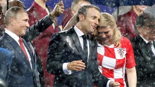 Foto: Los presidentes Vladimir Putin, Emmanuel Macron y Kolinda Grabar-Kitarovic durante la premiación del Mundial de Rusia 2018 / NoticiasRCN.com - AFP