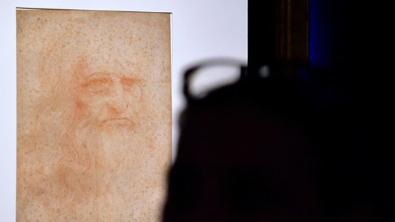 Autorretrato de maestro italiano Leonardo Da Vinci en los Museos Capitolinos de Roma. Foto: AFP.
