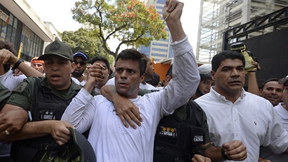 Leopoldo López, líder opositor venezolano preso. Foto: AFP.