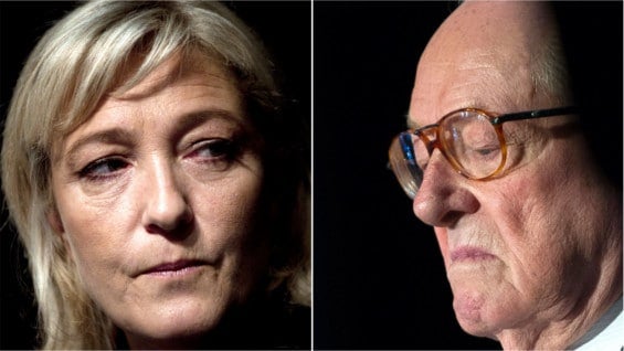 Marine y Jean-Marie Le Pen. Foto: AFP