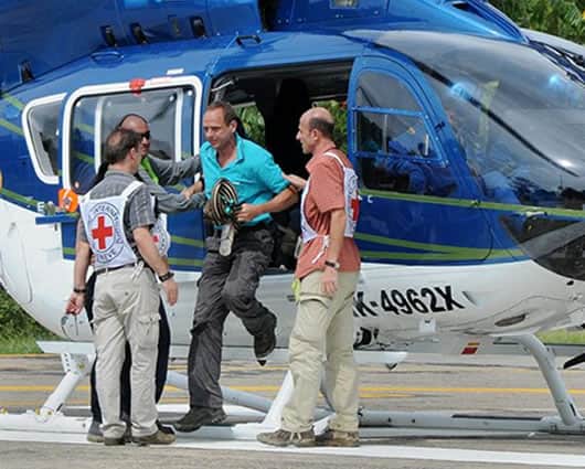 Este es el momento en el que el canadiense llega al aeropuerto de Barrancabermeja. Foto: AFP