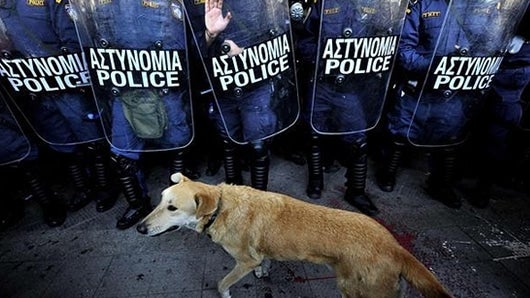 Lukánicos en una manifestación en Grecia: Foto AFP